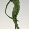 Tourbillon Art Deco sculpture nude dancer with swirling ribbon