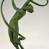 Tourbillon Art Deco sculpture nude dancer with swirling ribbon