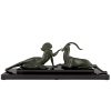 Art Deco sculptuur naakte vrouw met gazelle, Seduction.