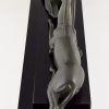 Art Deco sculpture femme nue et gazelle, Seduction.