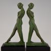 Pair of Art Deco bookends standing nudes with drape