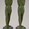 Pair of Art Deco bookends standing nudes with drape