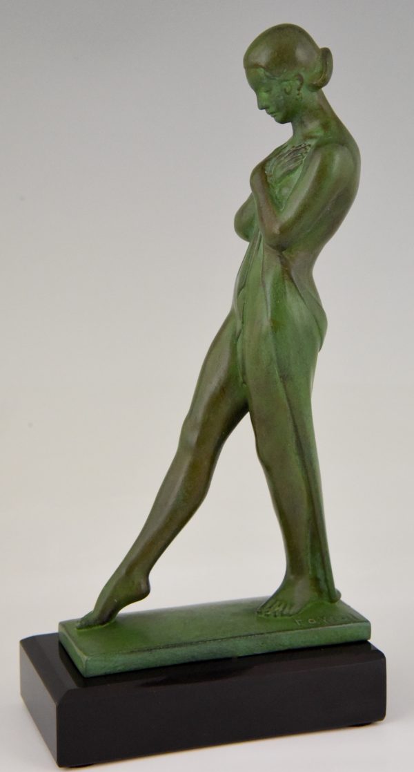 Pair of Art Deco bookends standing nudes with drape