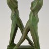 Pair of Art Deco bookends standing nudes with drape