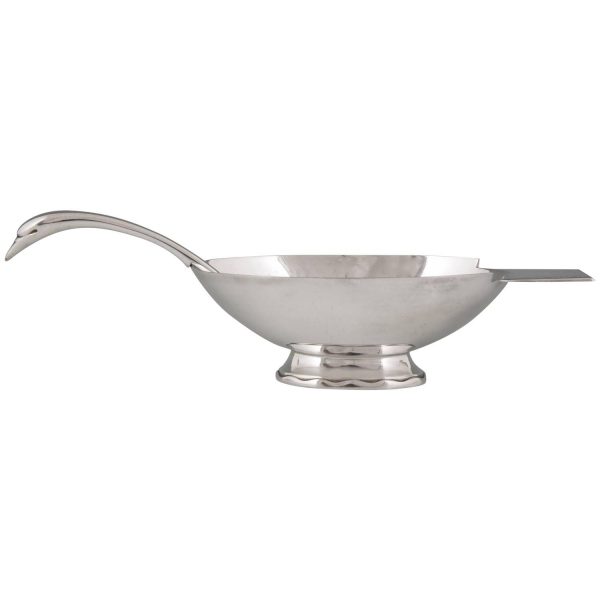 Art Deco silvered swan sauce boat