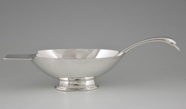 Art Deco silvered swan sauce boat