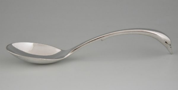 Art Deco silvered swan sauce boat