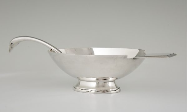 Art Deco silvered swan sauce boat