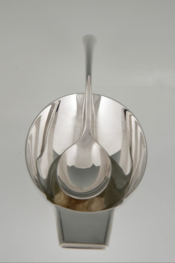 Art Deco silvered swan sauce boat