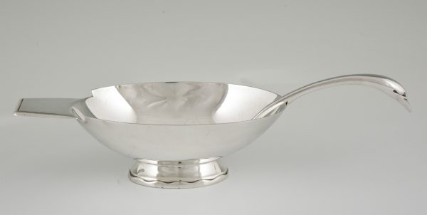 Art Deco silvered swan sauce boat