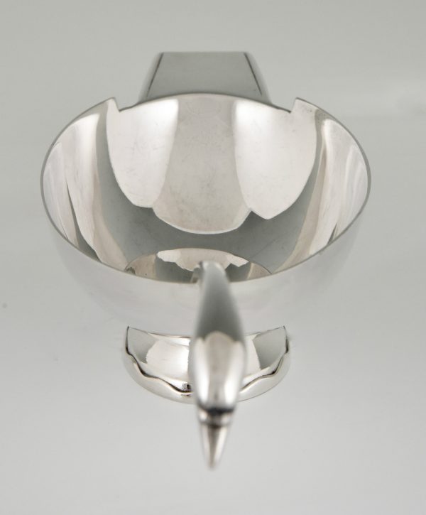 Art Deco silvered swan sauce boat