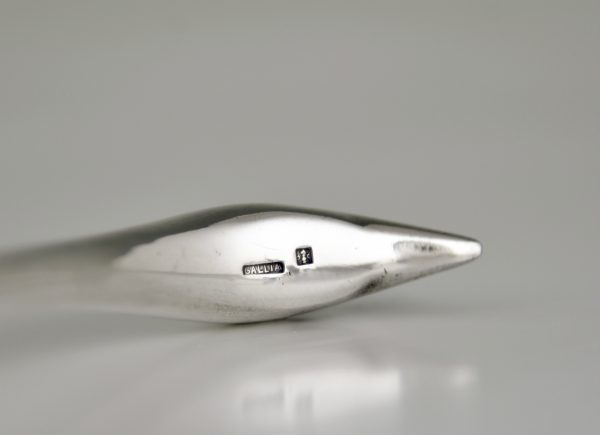 Art Deco silvered swan sauce boat