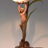 Art Nouveau lamp with nude, seashell and leaves