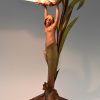 Art Nouveau lamp with nude, seashell and leaves