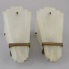 A pair of Art Deco glass and bronze wall lights or sconces