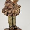 Art Deco Skulpturen Bronze Elfenbein Pierrot und Pierrette.  