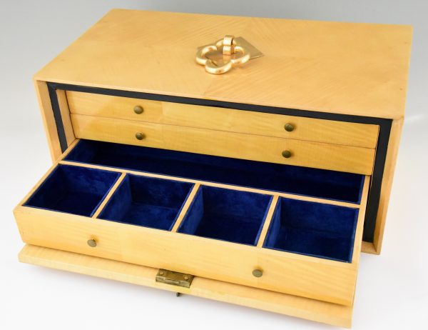 Art Deco jewelry box with 3 drawers