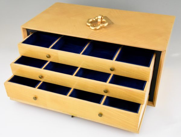 Art Deco jewelry box with 3 drawers