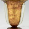 Art Deco torchiere tabletop lamp brass and glass