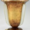 Art Deco torchiere tabletop lamp brass and glass