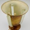 Art Deco torchiere tabletop lamp brass and glass