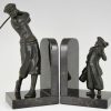 Art Deco boekensteunen golfer en caddy