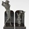 Serre livres Art Deco golfeur et caddy