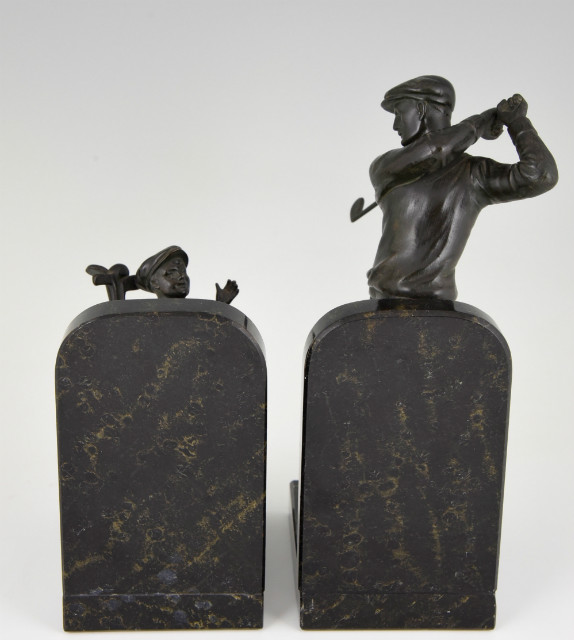Art Deco golfer and caddy bookends