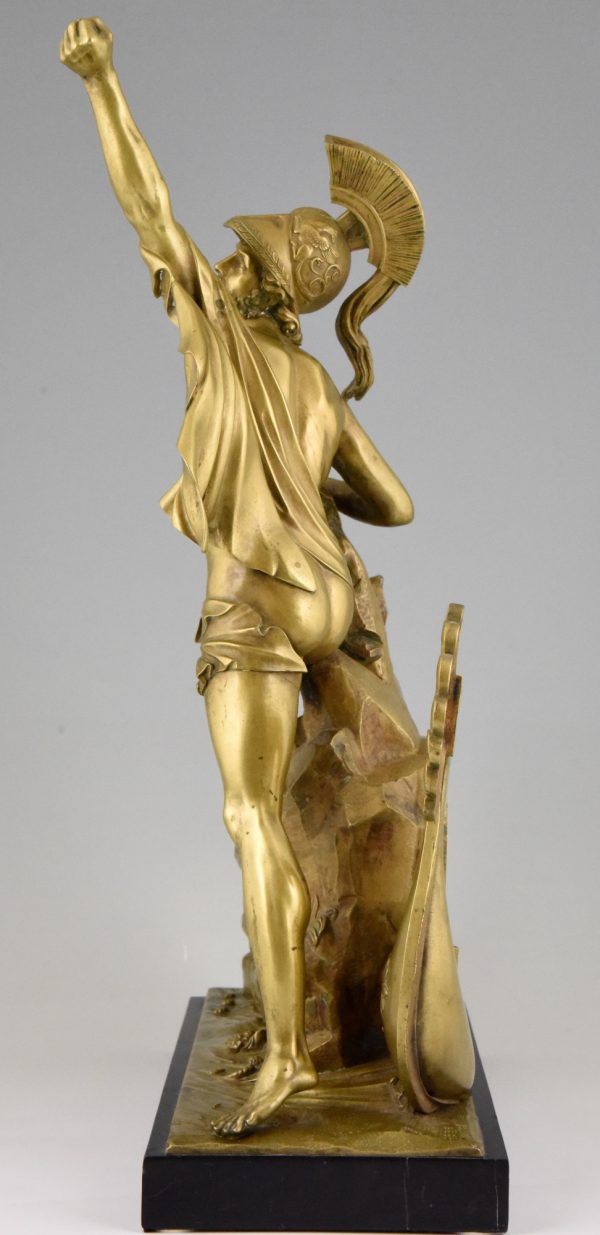 Antique sculpture en bronze Ajax bravant les Dieux