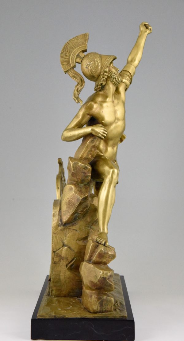 Antiek bronzen beeld Ajax die de Goden trotseert.