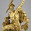 Antiek bronzen beeld Ajax die de Goden trotseert.