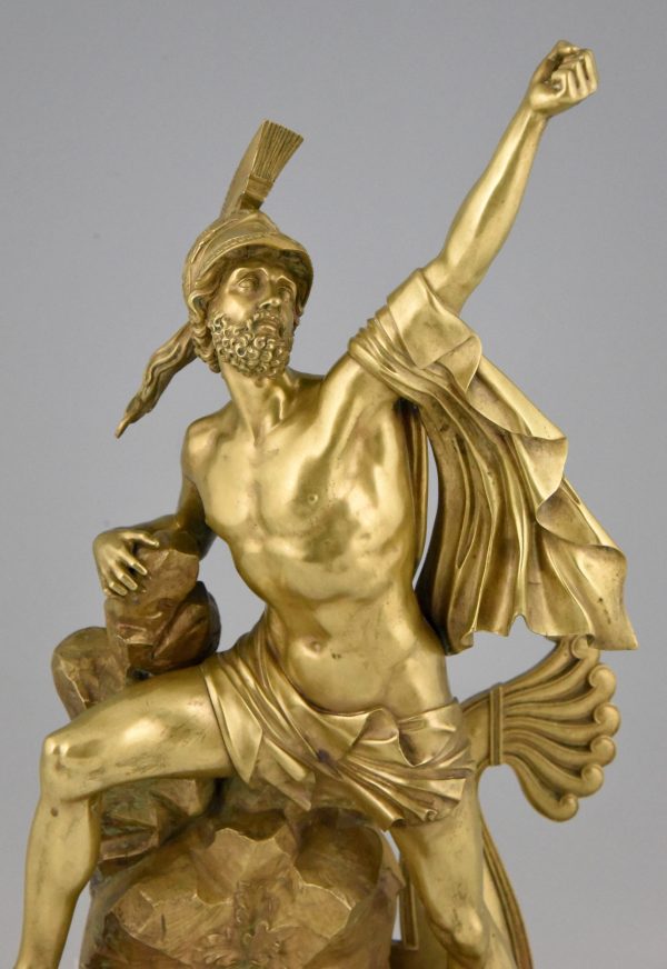 Antique sculpture en bronze Ajax bravant les Dieux