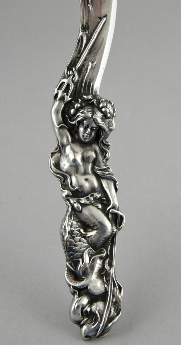 Art Nouveau letter opener mermaid and fish
