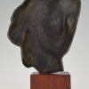 Art Deco bronze sculpture of a woman’s face