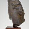 Art Deco Bronze Skulptur Frauengesicht