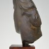 Art Deco bronze sculpture of a woman’s face