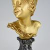 Art Nouveau buste en bronze petit garçon, petit roi.
