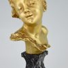 Jugendstil Buste Bronze kleine Junge mit Krone
