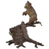 Sculpture en bronze de Vienne ours sur tronc d’arbre