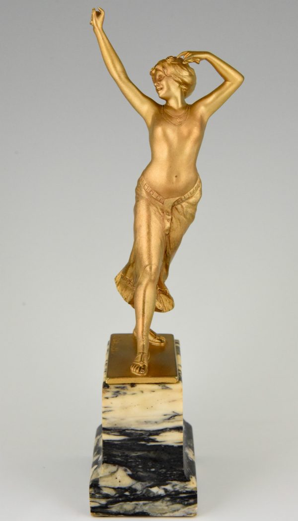 Jugendstil vergoldete Bronze orientalische Tänzerin