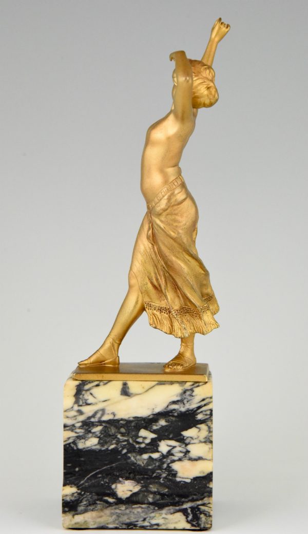Art Nouveau gilt bronze semi nude oriental dancer.