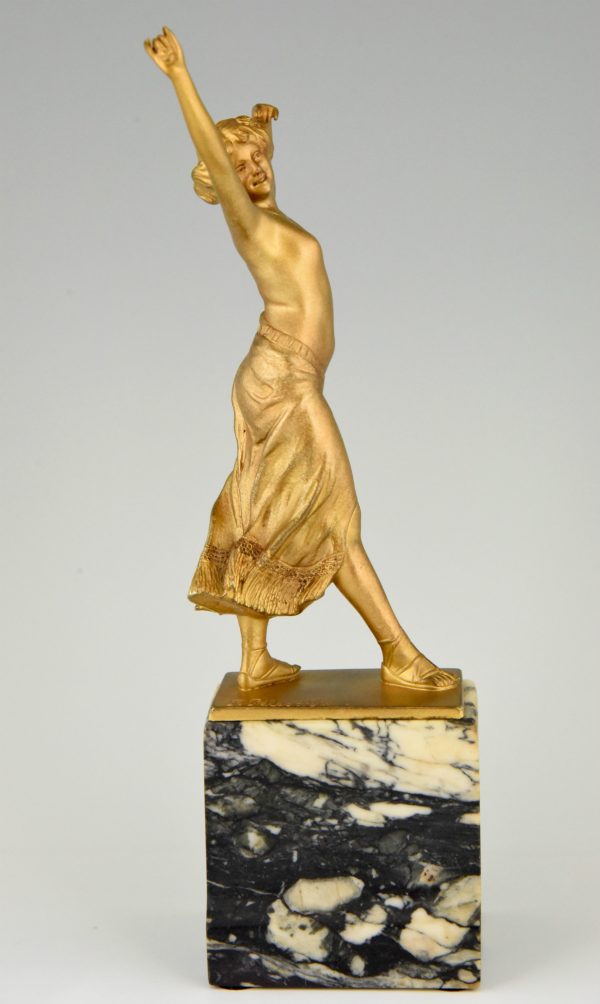 Jugendstil vergoldete Bronze orientalische Tänzerin