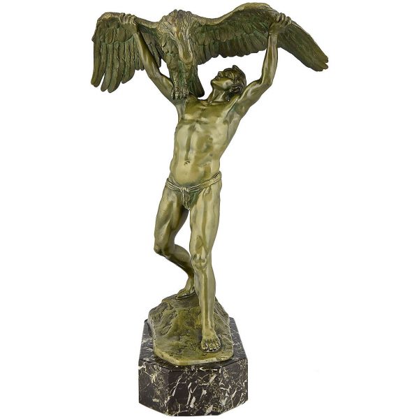 Antique bronze Ganymede and the eagle