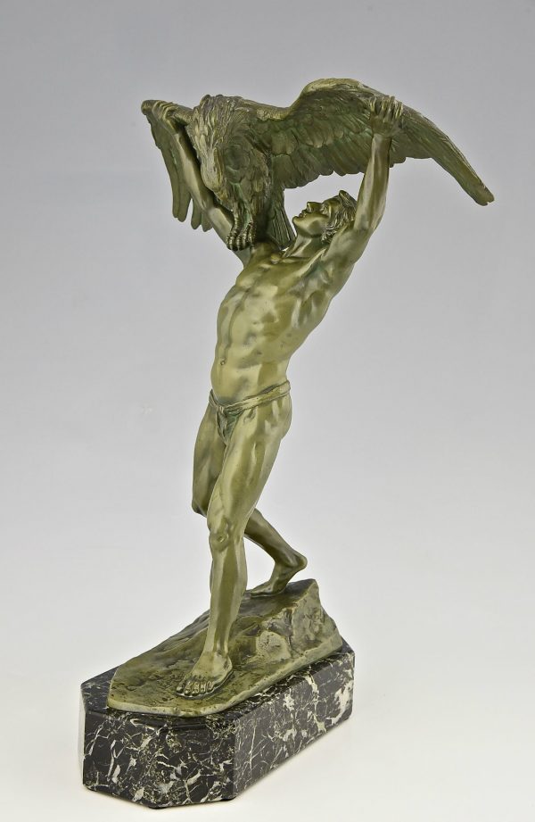 Antique bronze Ganymede and the eagle