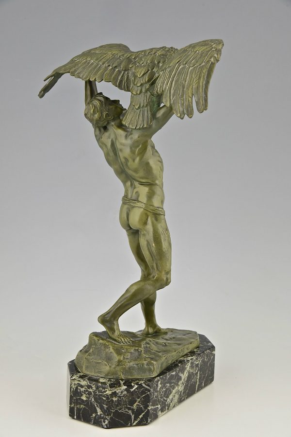 Antique bronze Ganymede and the eagle