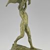 Antique bronze Ganymede and the eagle