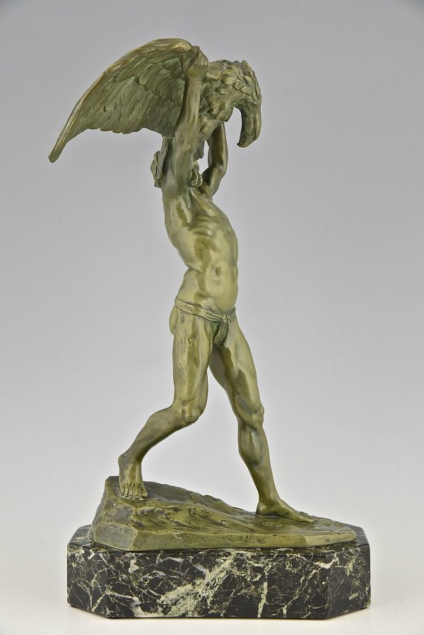 Antique bronze Ganymede and the eagle