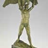 Antike Bronze Skulptur Ganymed mit Adler