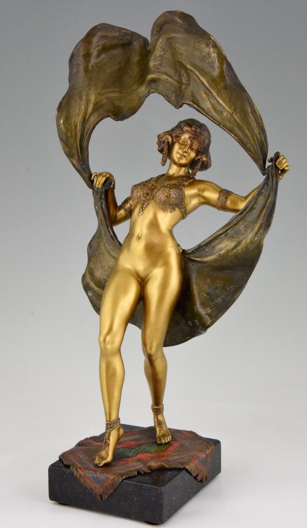 Bronze de Vienne erotique danseuse nue orientale jupe amovible