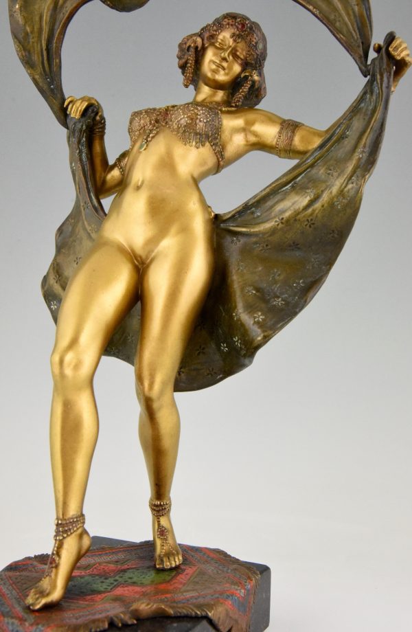 Bronze de Vienne erotique danseuse nue orientale jupe amovible